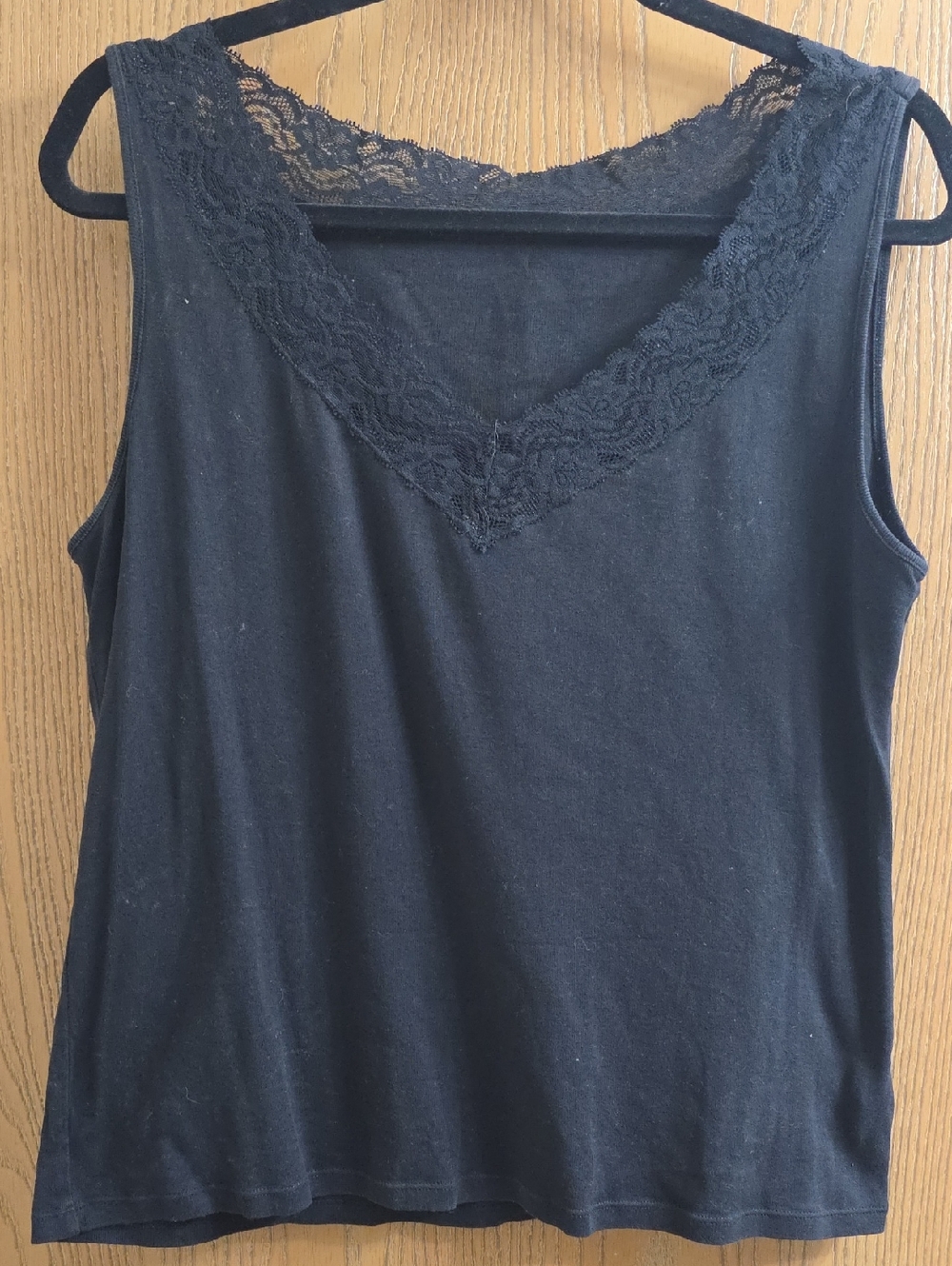 Black Lace-Trim Sleeveless Top - Women
